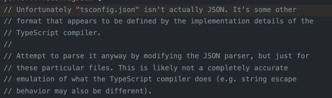 tsconfig.json isn't real json